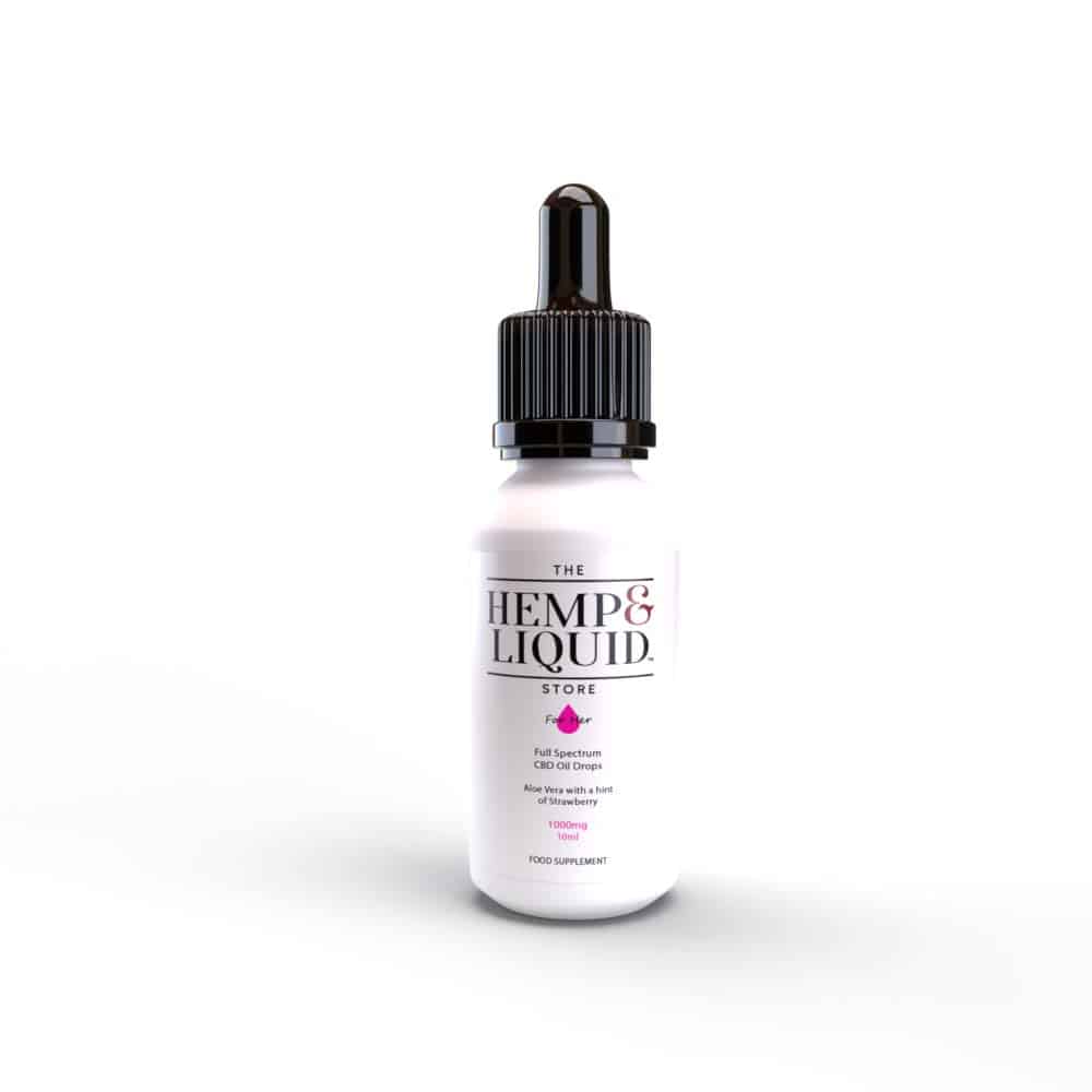 Hemp & Liquid Aloe Vera Strawberry Full Spectrum CBD Oil Drops 1000mg-Front