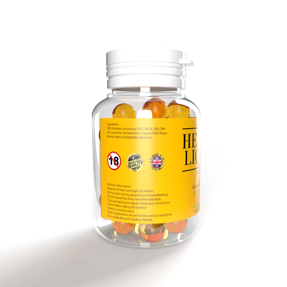 Hemp & Liquid Range – CBD Oil Capsules 30 x 10mg Capsules-Left Lower Quality